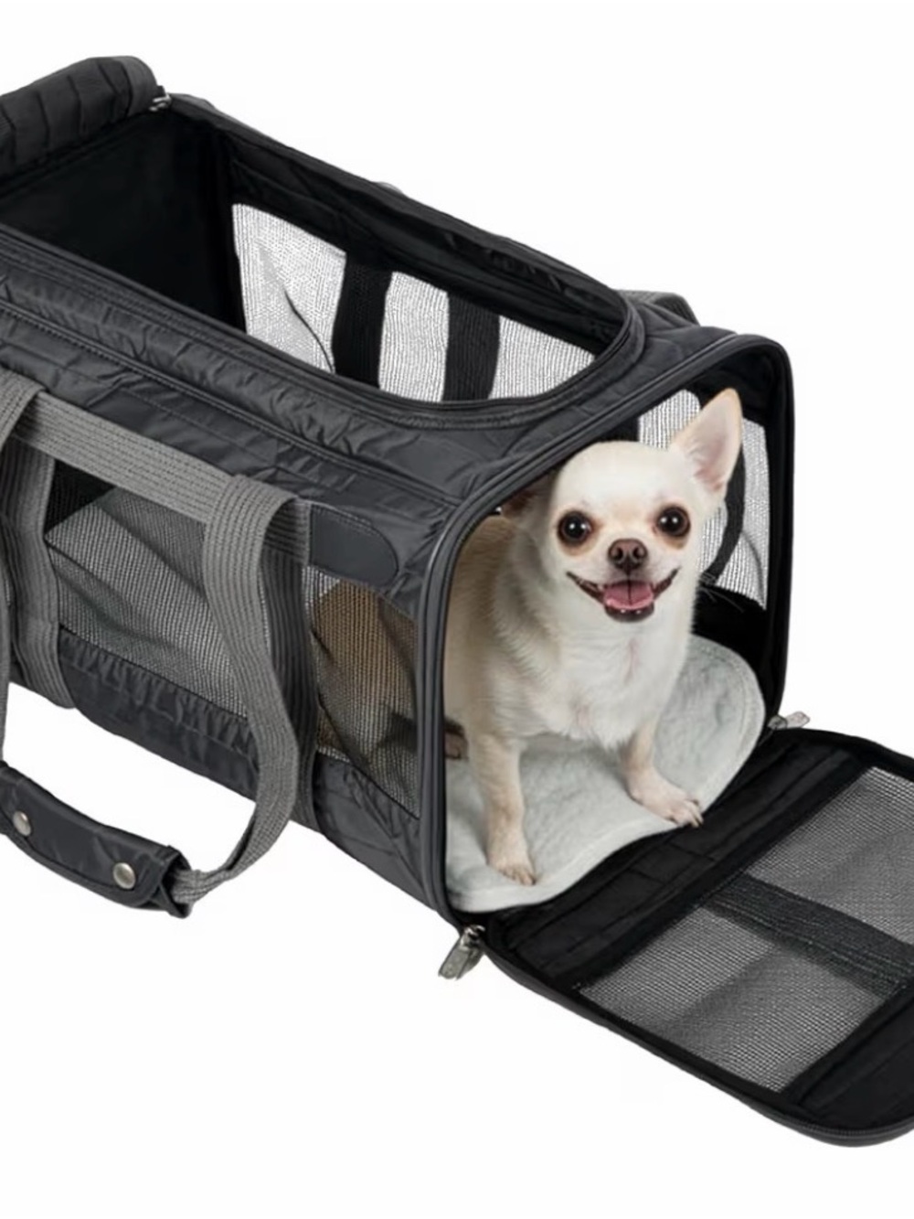 Original Deluxe Black and Gray Soft-Sided Pet Carrier with Mesh Panels